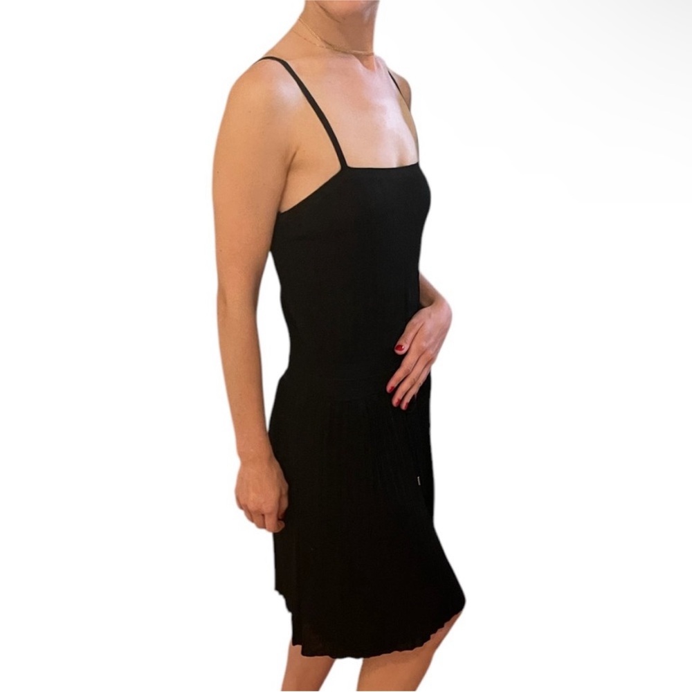 Gucci Black Silky Knit Pleated Drop Waist Strappy Midi Dress Tassel Tie Belt S - Picture 10 of 16
